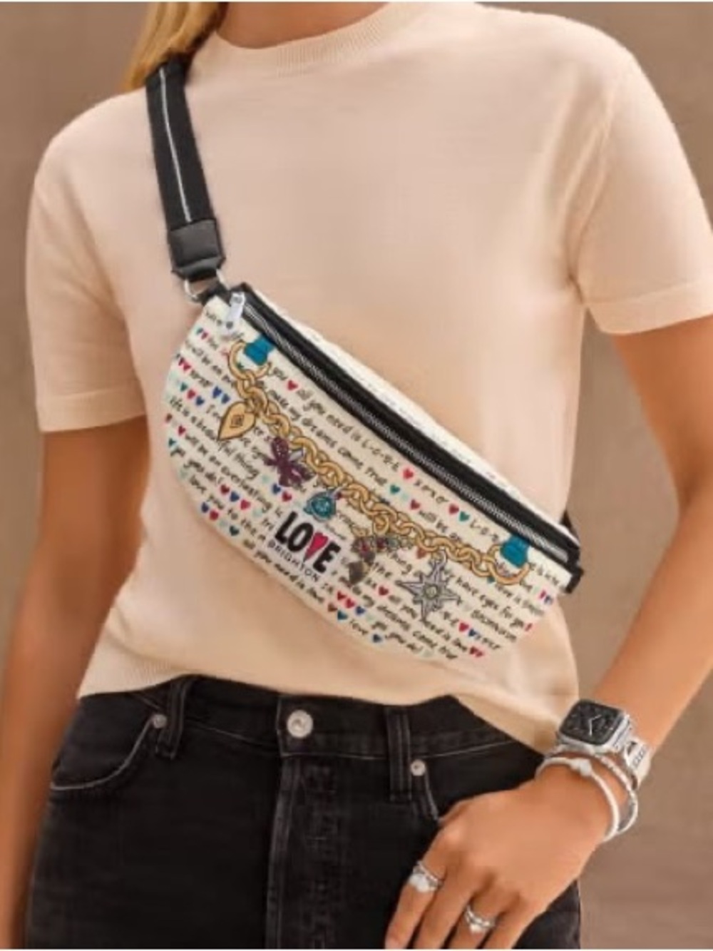 Brighton Love Story Belt Bag Waist Pack NWT Corduroy Ziptop Adjustable Strap